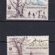 Tschechoslowakei, 1964, Mi. 1453, 1454, Tourismus, Wintersport, Angeln, 2 Briefm., ge