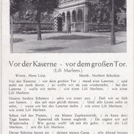 Postkarte mit Text des Liedes " Vor der Kaserne - vor dem großen Tor "