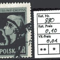 Polen 1954 5. Internationaler Chopin-Klavier-Wettbewerb MiNr. 880 gestempelt -1-