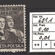 Polen 1951 Sechsjahresplan MiNr. 681 A gestempelt -1-