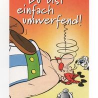 Postkarte mit Obelix: Du bist einfach umwerfend! unbeschrieben