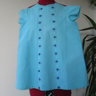 Original DDR Mädchen Kleid Gr. 110 60er J hellblau Stickerei True Vintage Kinder