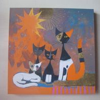 Rosina Wachtmeister: Holzbild Katzen Happy Family Life 20 x x20 cm