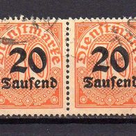 D. Reich Dienst 1923, Mi. Nr. 0090 / D90, Wertziffern, gestempelt Paar #07666