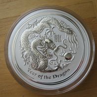 2012 Australien Lunar Drache Elizabeth II 30 Dollar 1 kg. Silber Münze