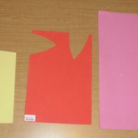 Moosgummi, rosa, ca. DIN A3 + gelbe und orangene Reste als Zugabe