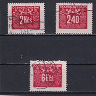 Tschechoslowakei, 1946 Mi. P 74, 75, 78, Dienstmarke, Postsache, 3 Briefm., gest.