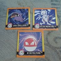 3 Pokemon Sticker, Nr. 90/ Nr. 100/ Nr. 150 (TR-)