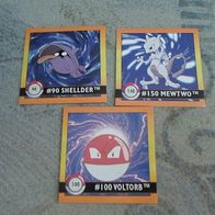3 Pokemon Sticker, Nr. 90/ Nr. 100/ Nr. 150 (TR*)