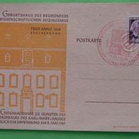 Rheinland - Pfatz Mi. Nr. 5yI auf Gedenk Postkarte = Karl Marx = Trier =