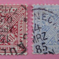 2 Stück - Dienstmarken - Württemberg - 1861 - MiNr.: 203, 204 - gestempelt