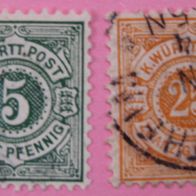 2 Briefmarken - Württemberg - 1890 - MiNr.: 56, 57 - anschauen - 321endlichdeins