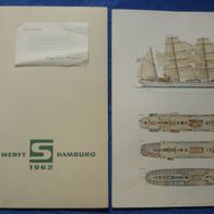 12 Bildbögen Schlieker-Werft Hamburg 1962 Reproduktion in Mappe Schiffe maritim