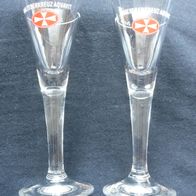 2 x Schnapsglas Malteserkreuz Aquavit klar 2 cl Höhe 13,5 cm Ø 4,5 cm