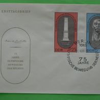 DDR 1969 FDC Mi. Nr. 1489 - 1490 = 75 Jahre Olympia der Neuzeit = Ersttagsbrief =