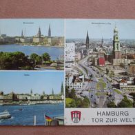 Ansichtskarte Hamburg Tor zur Welt Hafen Michel Binnenalster 60er Jahre