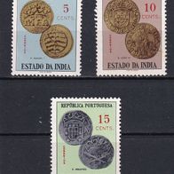Portugiesisch Indien, 1959, Mi. 563-565, Münzen, 3 Briefm., postfr.