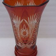 Alte, orangrote Kristallglas Vase * *