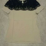 Damenshirt von H&M Beige mit schwarz Größe 34 Ungetragen 60% Baumwolle, 40% Poly