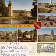 AK Karlsruhe 6-bildkarte in Farbe von 1974