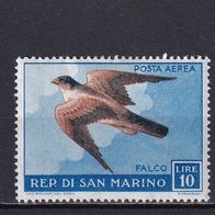 San Marino, 1959, Mi. 607, Vogel, Falke, 1 Briefm., ungebr.