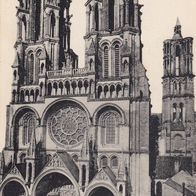 Alte AK Laon Aisne La Cathedrale s/ w - unbenutzt