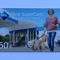 Aral SuperCard, Standardkarte: Frau mit Hund, "50 €" (ohne Guthaben)