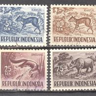 Indonesien, 1956, Tiere, 4 Briefm., gest./ postfr.