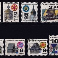 Tschechoslowakei, 1971, 1972, Gebäude, 8 Briefm., gest.