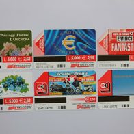 6 verschiedene Telefonkarten aus Italien (EUR-Währung), gebraucht