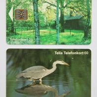 2 verschiedene Telefonkarten aus Schweden von 1993 / 1997, gebraucht