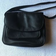 Damen - Handtasche Schultertasche Tasche Echtleder schwarz Leder Neu Black Hole