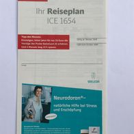 Reiseplan ICE 1654 von 2009 oder 2010 (IZB / Zugbegleiter)