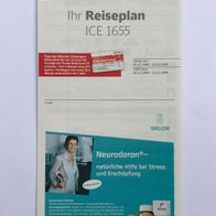 Reiseplan ICE 1655 von 2009 oder 2010 (IZB / Zugbegleiter)