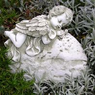 Grabschmuck Engel mit Schale Grabdekoration Polyresin 24 cm Grabengel