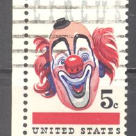 USA, 1966, Mi. 900, Circus, Clown, 1 Briefm., gest.