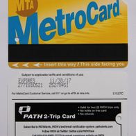 MTA: MetroCard (Fahrschein aus New York): PATH 2-Trip Card (mit "No refunds")