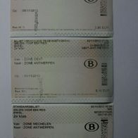 3 Bahn-Fahrscheine aus Belgien (SNCB / NMBS) aus dem Jahr 2013