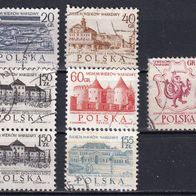 Polen, 1965, ab Mi. 1597, 700 Jahre Warschau, 7 Briefm., davon 1 Paar, gest.