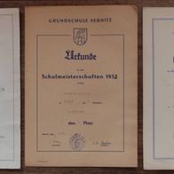 Sebnitz: 3 Urkunden Sport, DDR 1952 - 1955