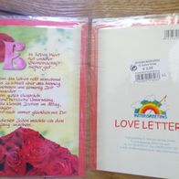 Love Letters Karte mit Kuvert aufklappbar Postkartengroß OVP in Folie