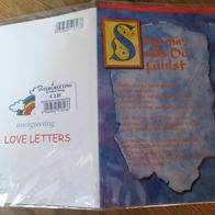 Karte Love Letters (Liebe) aufklappbar mit Kuvert Postkartengroß