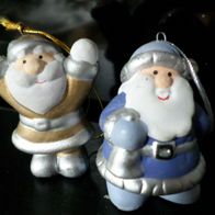 2 Figuren Weihnachtsmänner Baumbehang stehend Deko 6cm Keramik