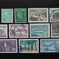 12 verschiedene Briefmarken aus Finnland, gestempelt