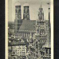 Historische Ansichtskarte "München - Neues Rathaus und Frauenkirche" (ungelaufen)