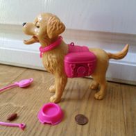 Barbie Hund mit Leine Halsband Pelet(kaka)Napf nur noch mit Teilfunktion 12x15cm