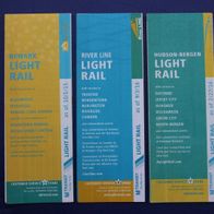 3 Falt-Fahrpläne aus den USA von der NJ Transit Light Rail (2015/2016)
