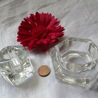 2 Glas Kerzenhalter Kerzenständer Teelichthalter 6eckig und 4eckig