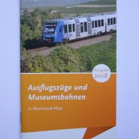 Fahrplanheft Ausflugszüge und Museumsbahnen in Rheinland-Pfalz, Ausgabe 2018