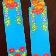 Sammel Lesezeichen Bookmark - Papier - blondes Mädchen Frau mit Blumen - BARBIE (?)